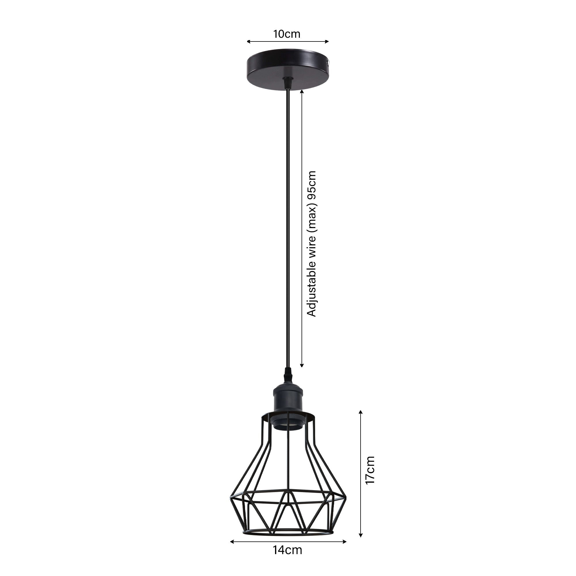 Industrial E27 Black Light Ceiling Pendant Light Cage Hanging Lampshade Fitting Kit~1401
