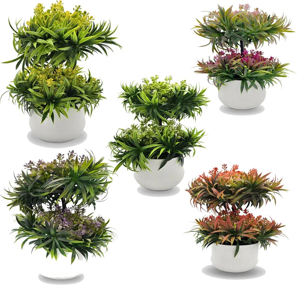 Modern Mini Artificial Bonsai Tree | Indoor/Outdoor Decoration, 2 Pack ~5381